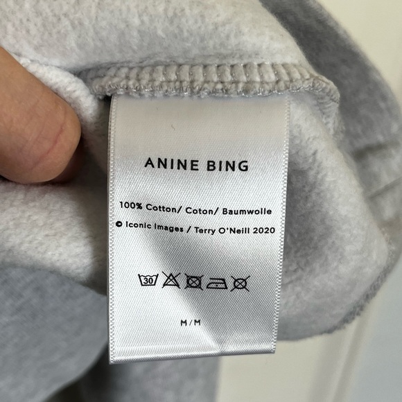 Anine Bing NWT Terry O’Neill Kate Moss Graphic Pullover Sweatshirt Gray Medium - Picture 9 of 11